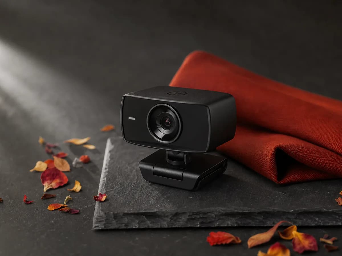 Facecam MK.2 served on a dark slate board with a folded paprika napkin and a scattering of dried petals